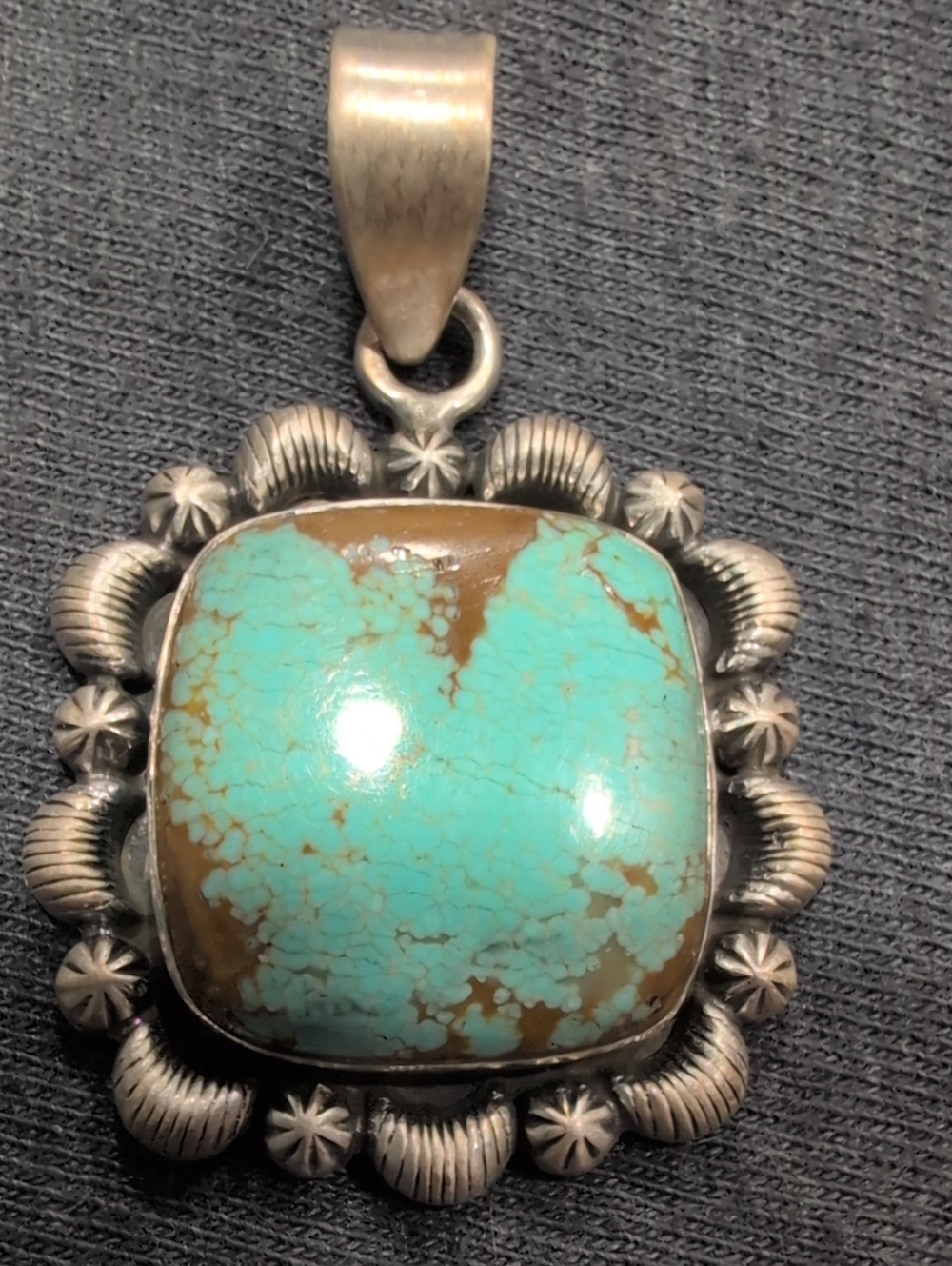 Turquoise Stone Pendant Necklace in Blue and Brown